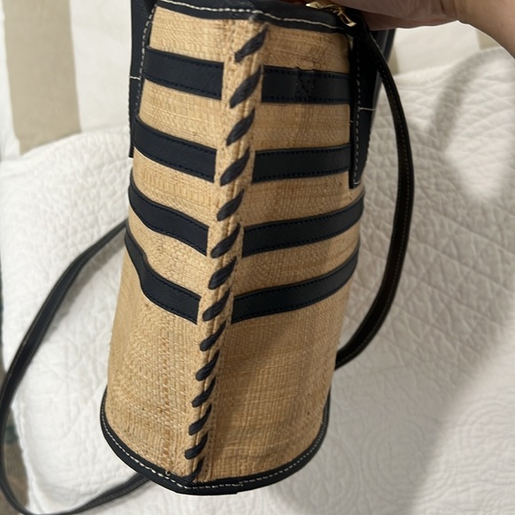 Tory Burch Mini Straw Tote with Leather Strap - Picture 11 of 15